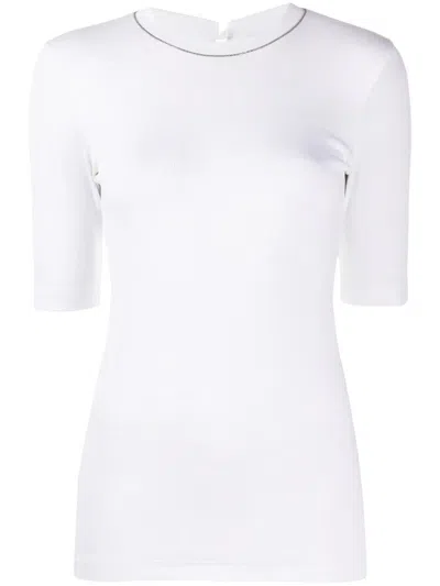 Brunello Cucinelli T-shirt With Monili In White