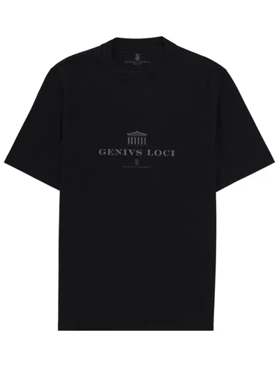 Brunello Cucinelli T-shirt With Print In Black