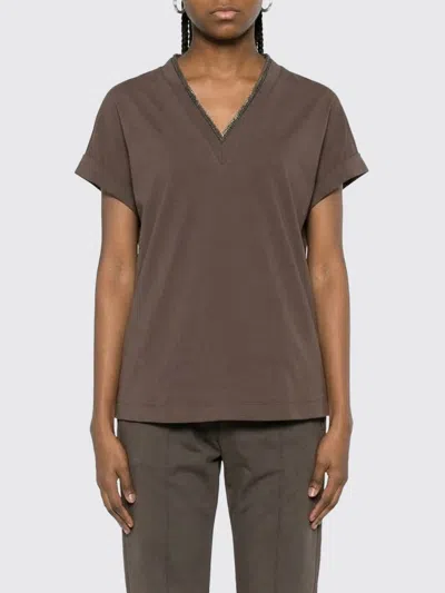 Brunello Cucinelli T-shirt Woman  In Brown