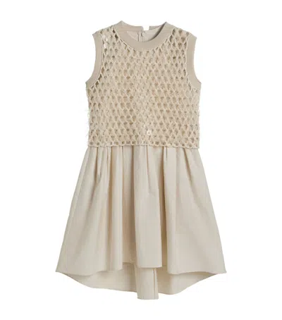 Brunello Cucinelli Kids' Embroidered Tulle Dazzling Dress
