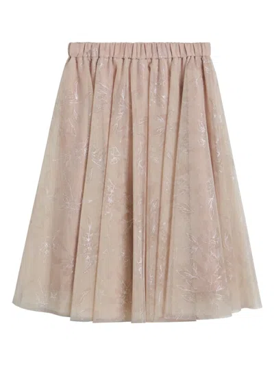 Brunello Cucinelli Kids' Tulle Skirt In Neutrals