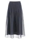 Brunello Cucinelli Lignite Silk Midi Skirt