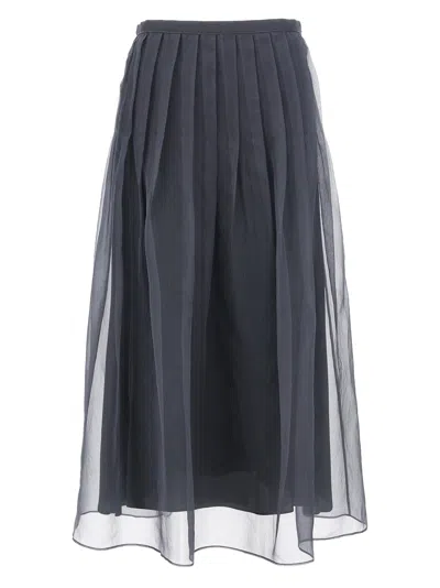 Brunello Cucinelli Tulle Skirt Skirts Gray