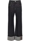 Brunello Cucinelli Women Crop Denim Trousers With Turn-ups In Blue