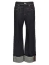 Brunello Cucinelli Women Crop Denim Trousers With Turn-ups In Black