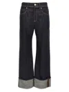 Brunello Cucinelli Women Crop Denim Trousers With Turn-ups In Blue