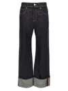 Brunello Cucinelli Women Crop Denim Trousers With Turn-ups In Blue