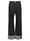 Brunello Cucinelli Women Crop Denim Trousers With Turn-ups In Blue