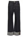 Brunello Cucinelli Women Crop Denim Trousers With Turn-ups In Blue
