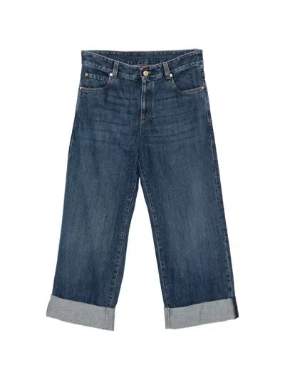 Brunello Cucinelli Turn-up Wide-leg Jeans In Blue