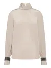 Brunello Cucinelli Turtle Neck Blouse Clothing In Neutral