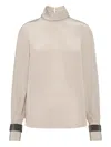 Brunello Cucinelli Turtle Neck Blouse Clothing In Neutral