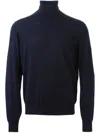 Brunello Cucinelli Knit Turtleneck Sweater Ribbed Cuffs In Blue
