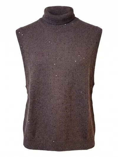 Brunello Cucinelli Turtle Neck Sweater In Brown