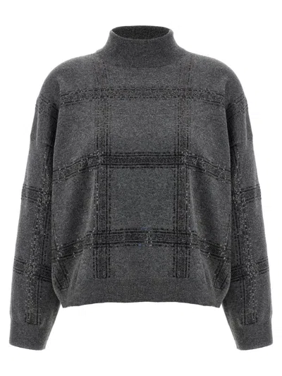 Brunello Cucinelli Turtle-neck Sweater Sweaters And Cardigans Gray In Black