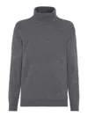 Brunello Cucinelli Cashmere Ribbed Rollneck Sweater In Grey
