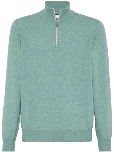 BRUNELLO CUCINELLI TURTLE-NECK SWEATER WITH ZIPPER