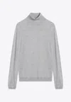Brunello Cucinelli Light Grey Turtleneck In Cashmere Blend In Gray