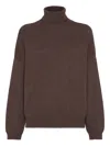Brunello Cucinelli Turtleneck Cashmere Sweater In Brown