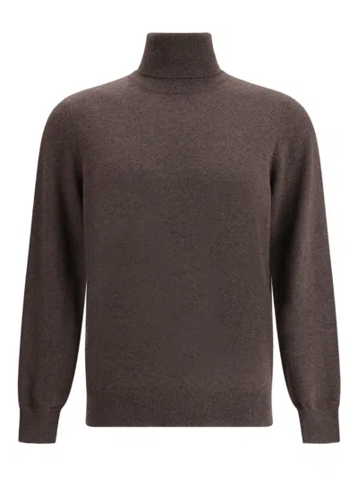 Brunello Cucinelli Turtleneck Cashmere Sweater In Brown