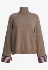 Brunello Cucinelli Cashmere Sweater Monili Detail In Brown