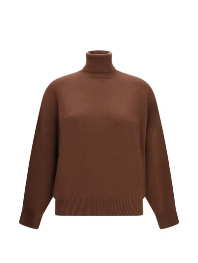 Brunello Cucinelli Cashmere Turtleneck Sweatshirt In Brown