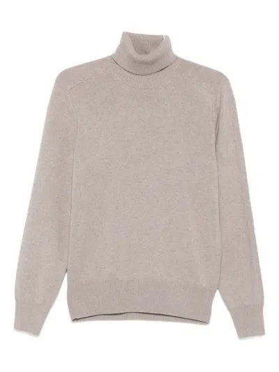 Brunello Cucinelli Turtleneck Cashmere Sweater In Neutral
