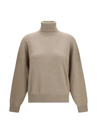 Brunello Cucinelli Turtleneck Cashmere Sweater In Neutral