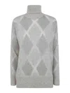 Brunello Cucinelli Dazzling Argyle Wool And Mohair Sweater In Grey