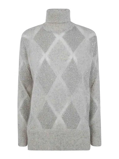 BRUNELLO CUCINELLI SUÉTER CON CUELLO ALTO - GRIS