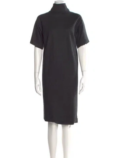 Pre-owned Brunello Cucinelli Turtleneck Knee-length Dress In Gray