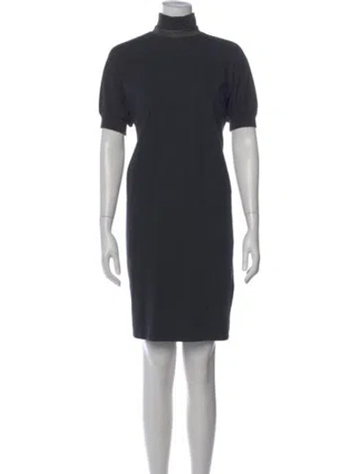 Pre-owned Brunello Cucinelli Turtleneck Knee-length Dress In Gray