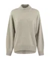 Brunello Cucinelli Elegant Cashmere Turtleneck Sweater With Shimmering Cuff Accents In Nude