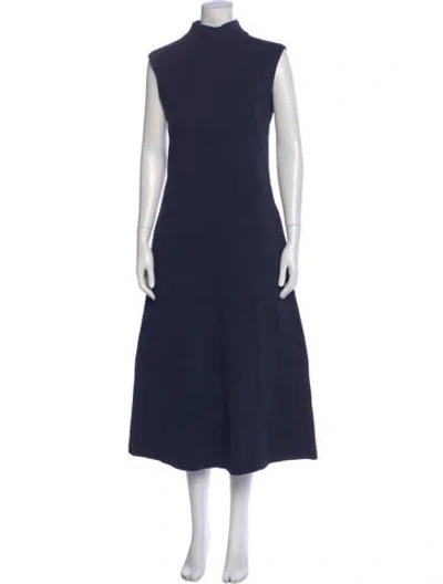Pre-owned Brunello Cucinelli Turtleneck Long Dress In Blue