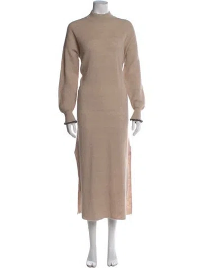 Pre-owned Brunello Cucinelli Turtleneck Long Dress In Neutral