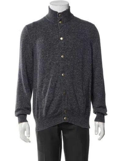 Pre-owned Brunello Cucinelli Turtleneck Long Sleeve Cardigan In Gray