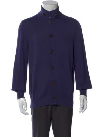 Pre-owned Brunello Cucinelli Turtleneck Long Sleeve Cardigan In Purple