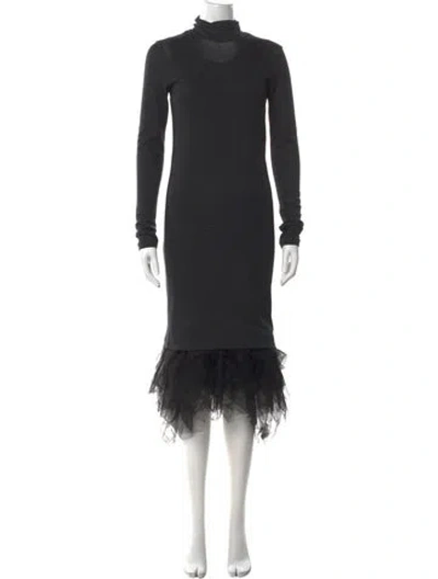 Pre-owned Brunello Cucinelli Turtleneck Midi Length Dress In Black