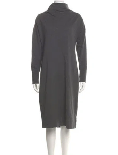 Pre-owned Brunello Cucinelli Turtleneck Midi Length Dress In Gray