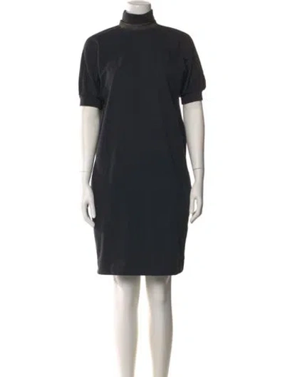 Pre-owned Brunello Cucinelli Turtleneck Mini Dress In Black
