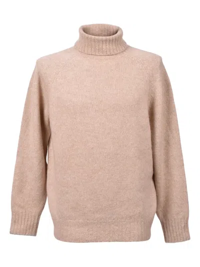 Brunello Cucinelli Turtleneck Ribbed-cuff Sweater In Brown