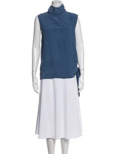 Pre-owned Brunello Cucinelli Turtleneck Sleeveless Top In Blue