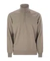 Brunello Cucinelli Men Cashmere Turtleneck Sweater With Zipper In Neutral