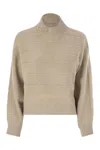 Brunello Cucinelli 'rustic Dazzling Net' Cropped Sweater In Neutral