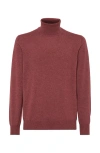 Brunello Cucinelli Roll-neck Cashmere Jumper In Bordeaux