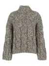Brunello Cucinelli Women Wool And Cashmere Sweater With Sequins In Brown