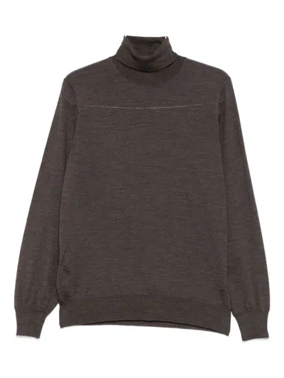 Brunello Cucinelli Wool Blend Turtleneck Sweater Clothing In Gray