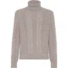 Brunello Cucinelli Cable-knit Cashmere Jumper In Earth