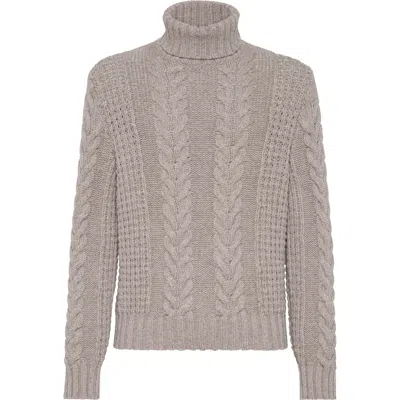 Brunello Cucinelli Cable-knit Cashmere Jumper In Light Brown