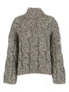 Brunello Cucinelli Women Wool And Cashmere Sweater With Sequins In Gray